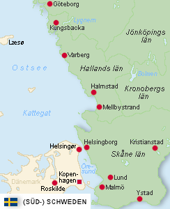 Südschweden-Karte (© ferienwohnungen.de)