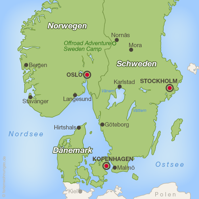 Karte von Südskandinavien