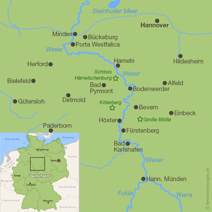 Karte Weserbergland
