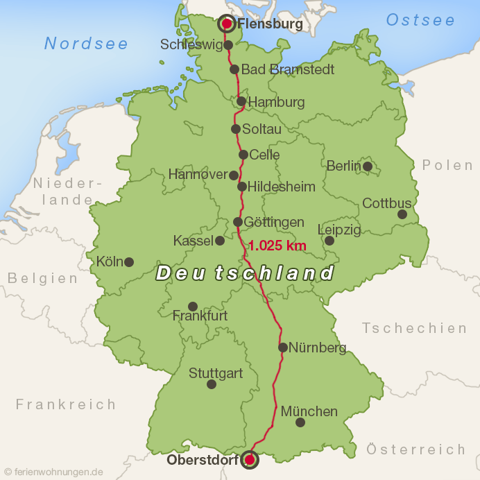 Die Strecke der Expedition1000GER durch Deutschland